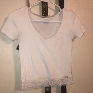 white Hollister cropped lace top
